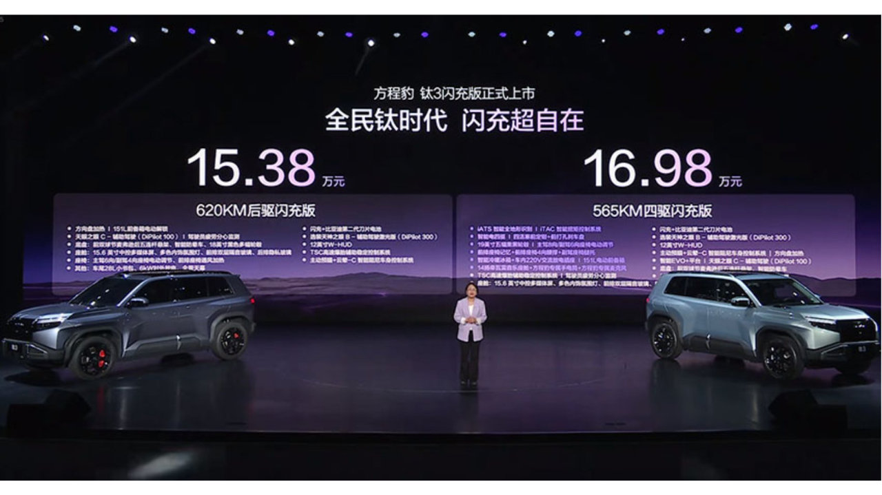 15.38万起！方程豹钛3闪充版上市，充电速度、续航双提升