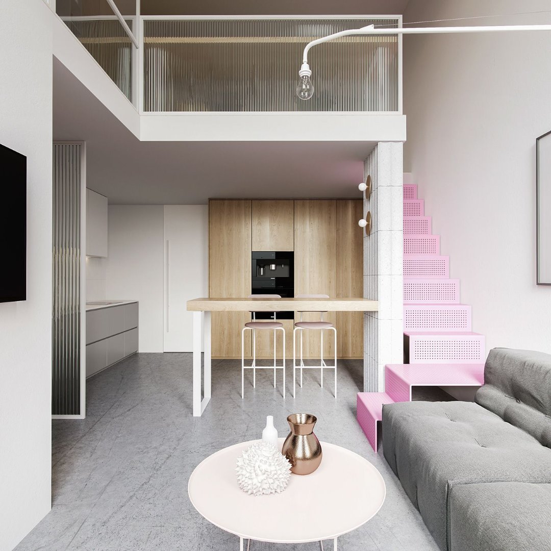 40平米loft装修,60平上下两层loft装修 40平loft小户型,楼梯设计真是太漂亮了