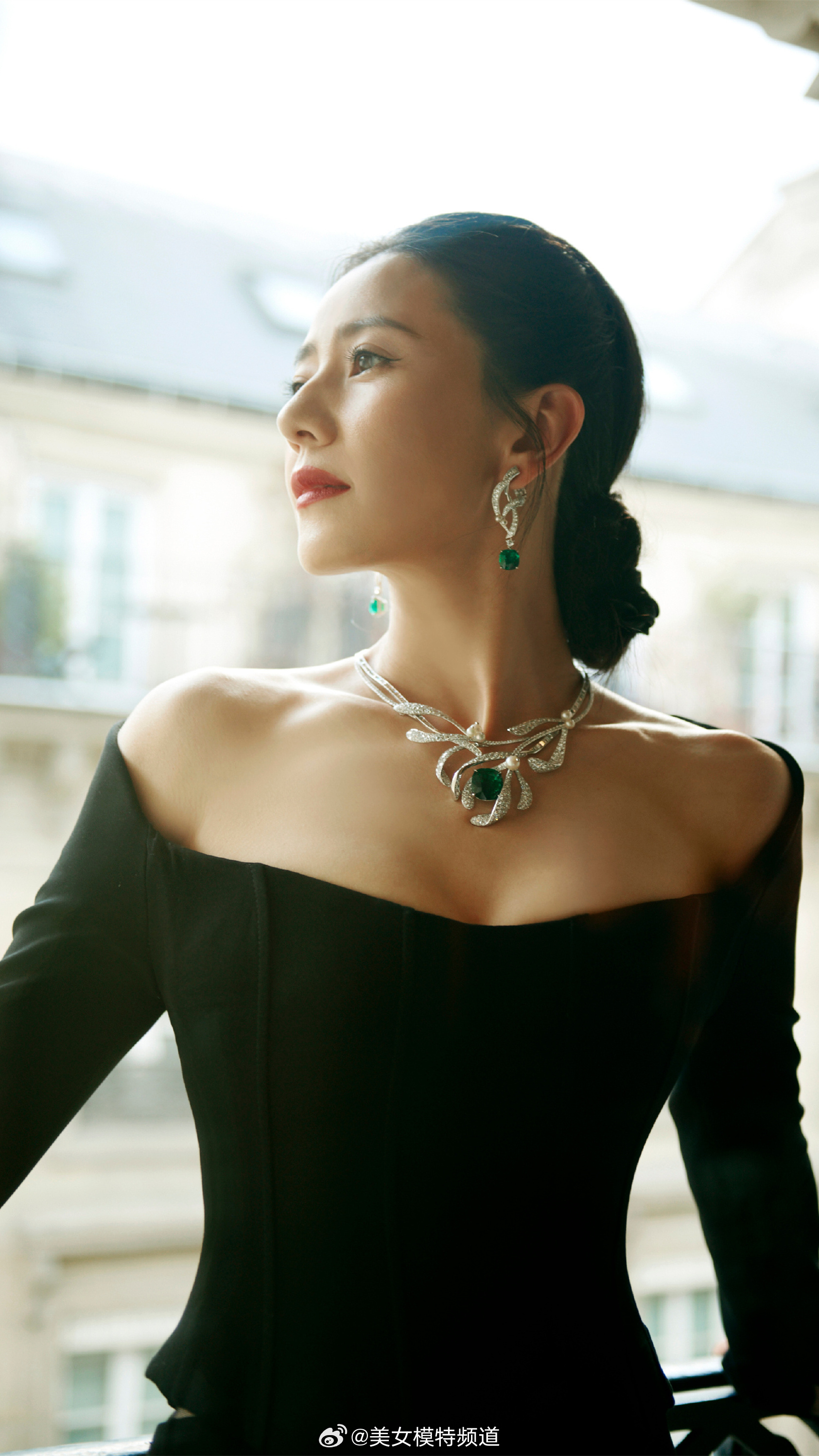 高圆圆一身黑色礼服裙