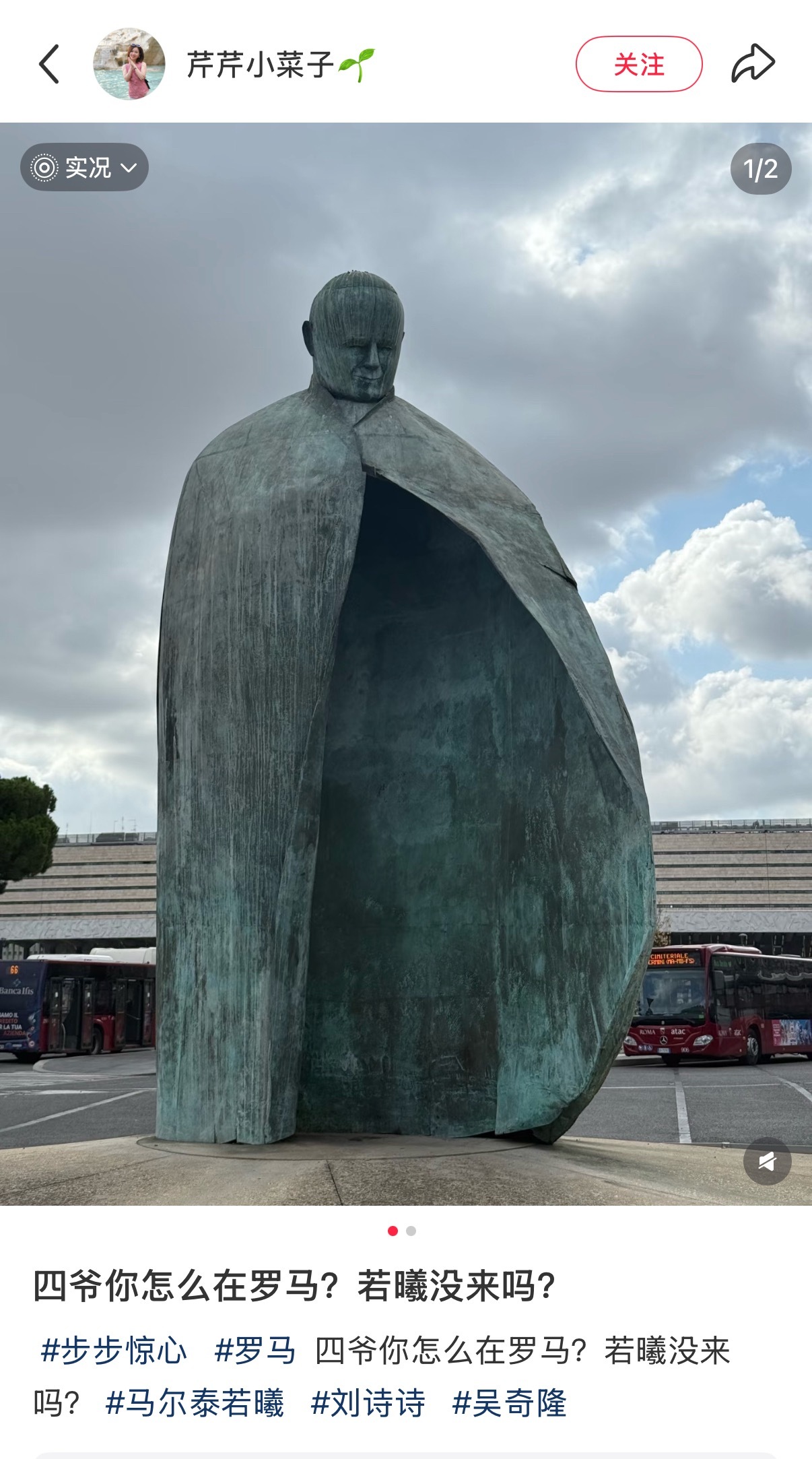 网友罗马偶遇酷似四爷路人，调侃若曦缺席