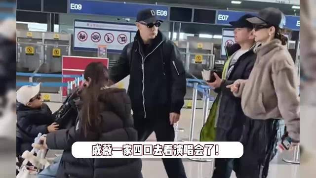 戚薇一家四口看演唱会，11岁Lucky侧颜优越，李承铉抱娃爸爸力十足