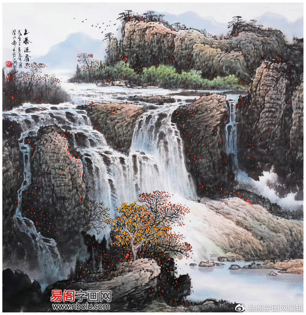 客厅挂什么画好，聚宝盆山水画，财运滚滚，生机勃勃