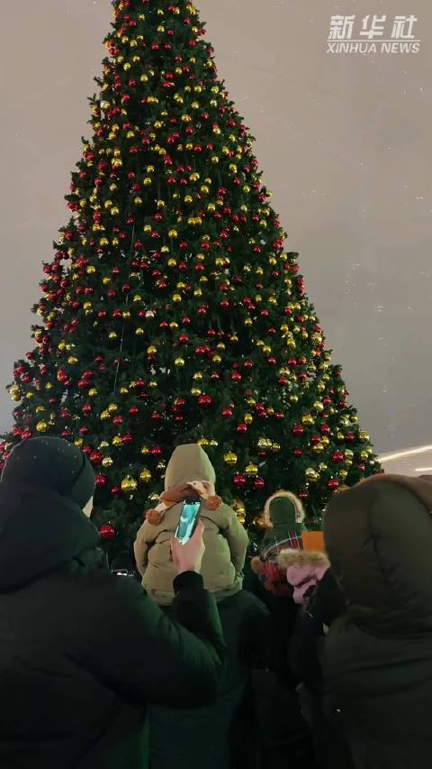 哈萨克斯坦首都点亮新年枞树
