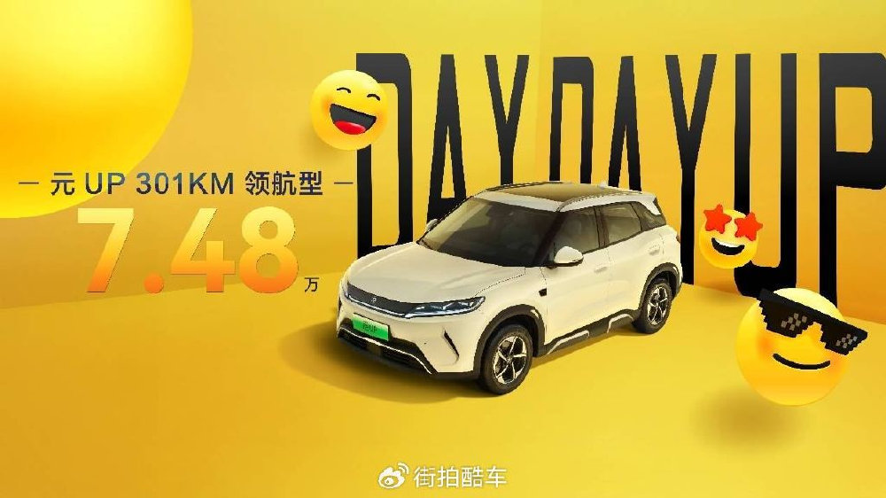 比亚迪元UP加推301KM领航型 打造年轻人首购优选
