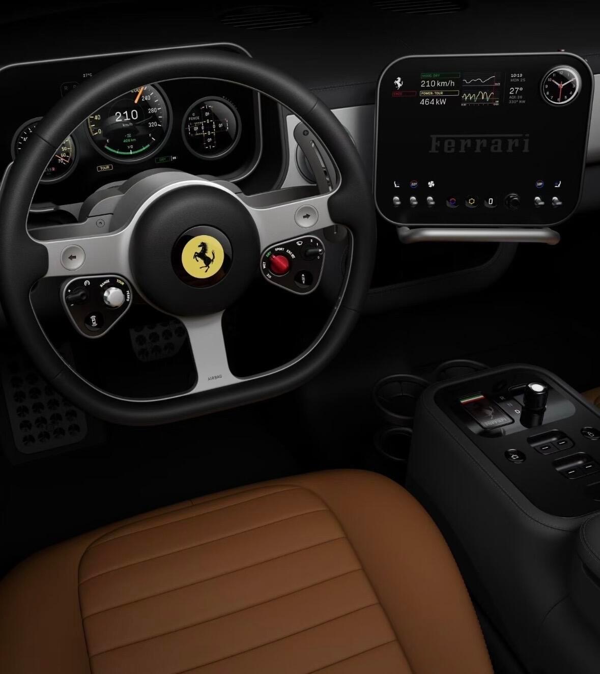 法拉利发布全新全电动跑车的内饰——法拉利 Luce，还挺有创意的