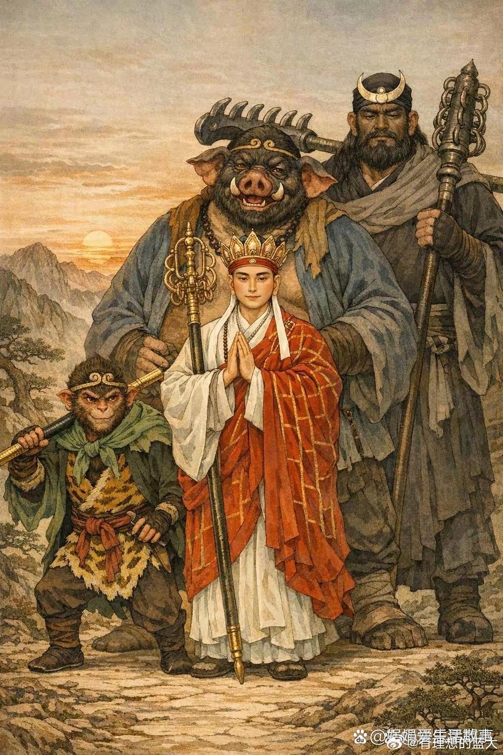 这个身高比例才是最符合《西游记》原著了吧？论功夫，比孔夫子团队还猛