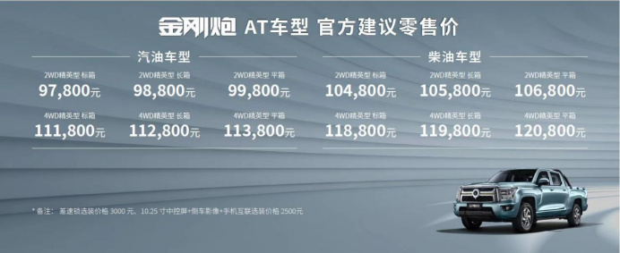 金刚炮AT车型海口上市,售价9.78万起
