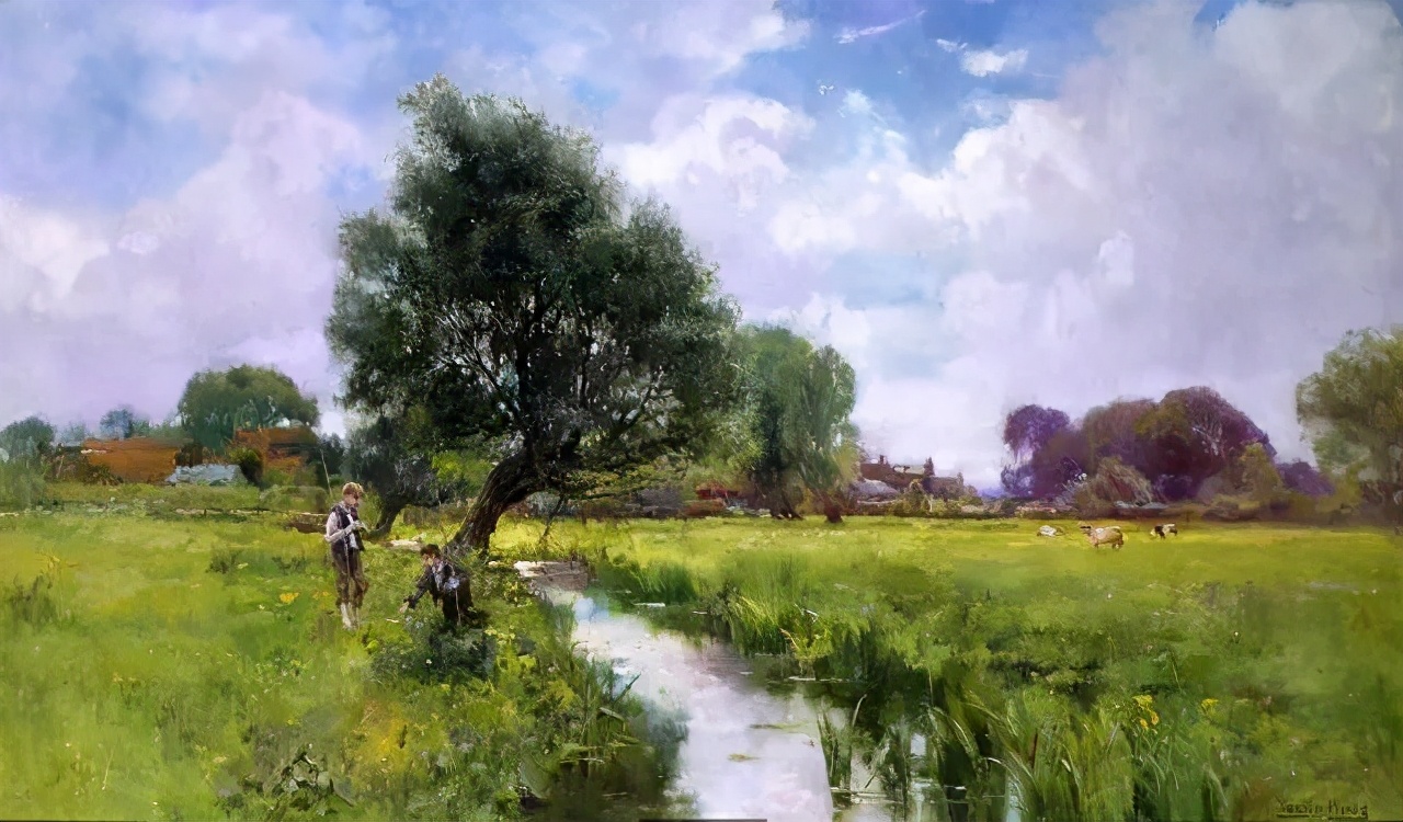 美到脱俗的田园风景油画，甜美！