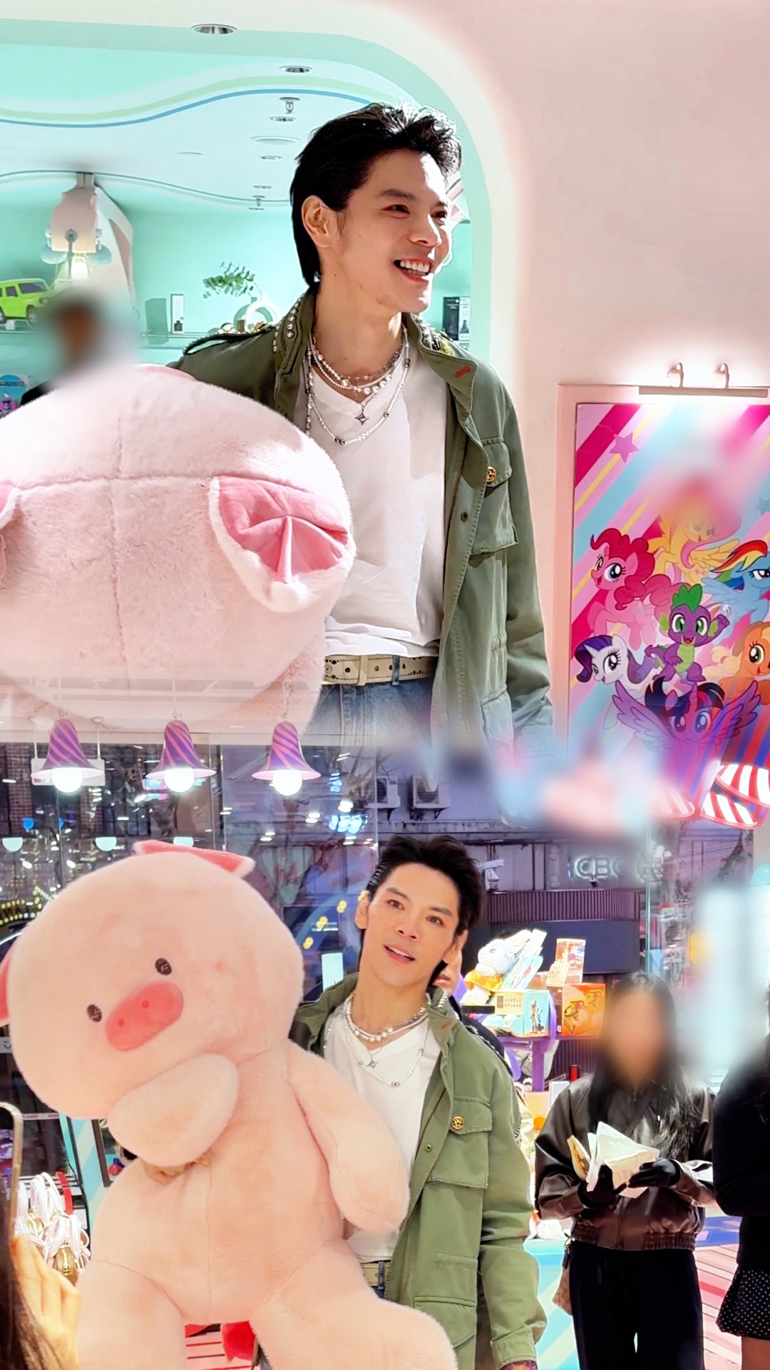 向佐为郭碧婷购置巨型猪公仔，偶遇粉丝大方买单