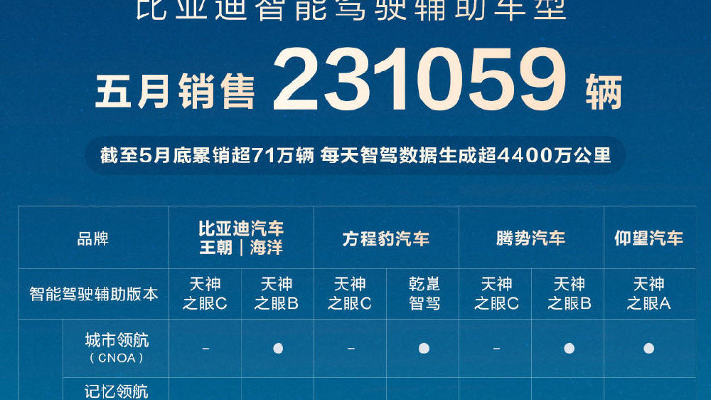 单月狂卖23万辆！比亚迪智驾销量霸榜，全民智驾时代真的来了？