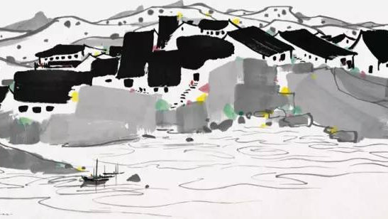 吴冠中寥寥几笔，便是一整个江南！|油彩|作品|画面|江南水乡|黑瓦_新浪新闻