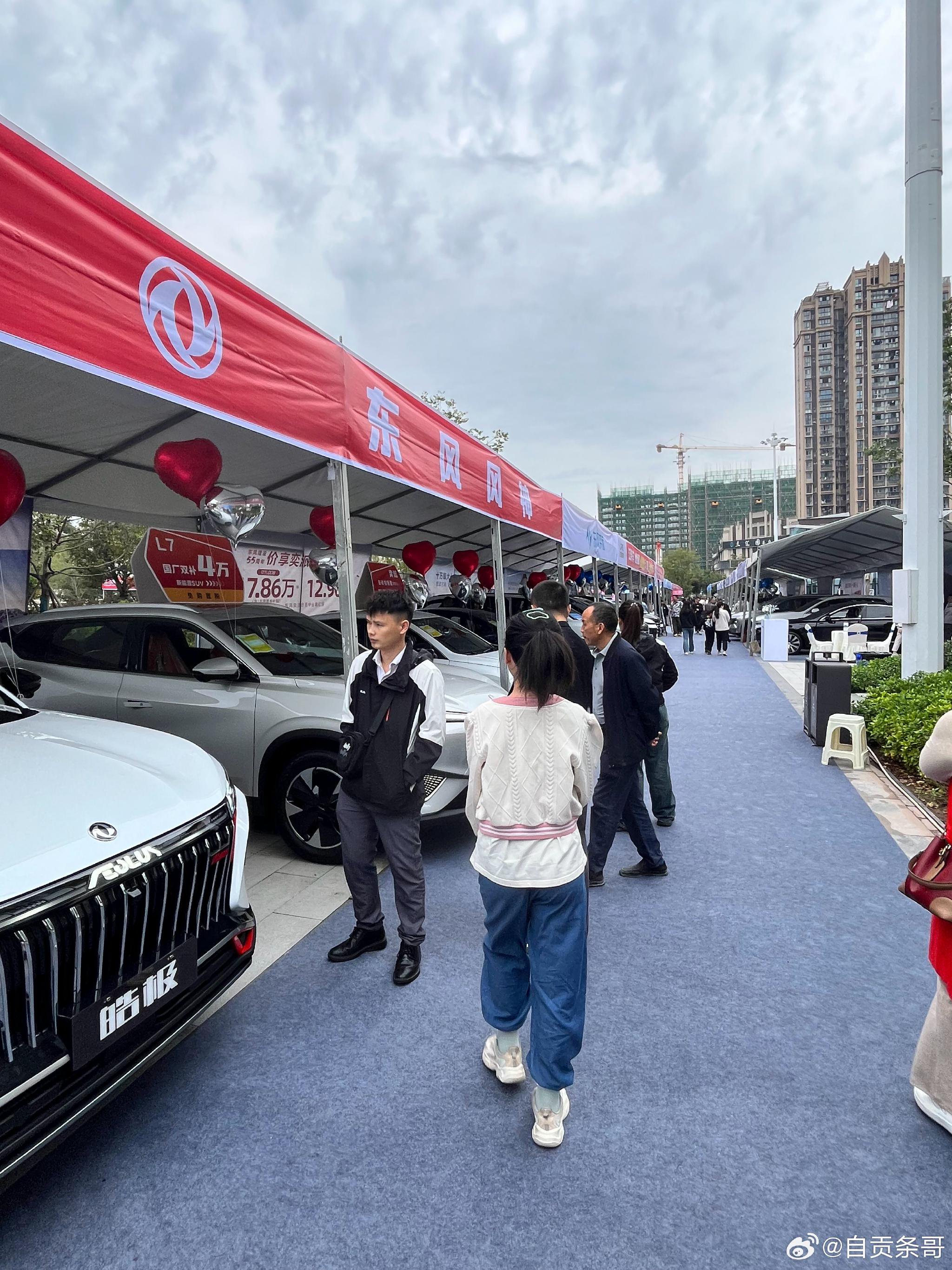 自贡车展进行中，就在华商三期临近高峰公园广场上