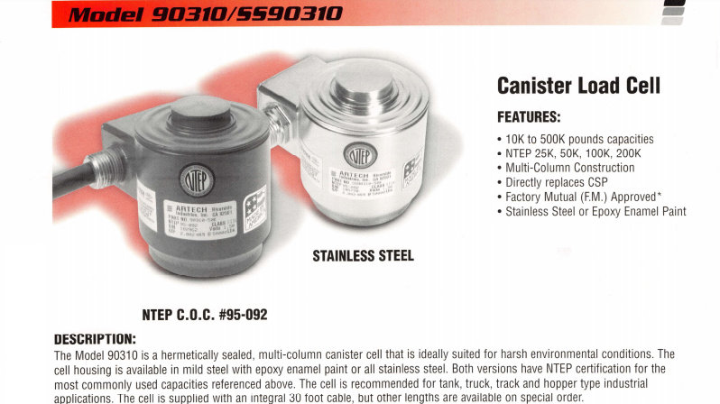 江西翼腾：美国ARTECH称重传感器90310/SS90310  10K/25K/200K