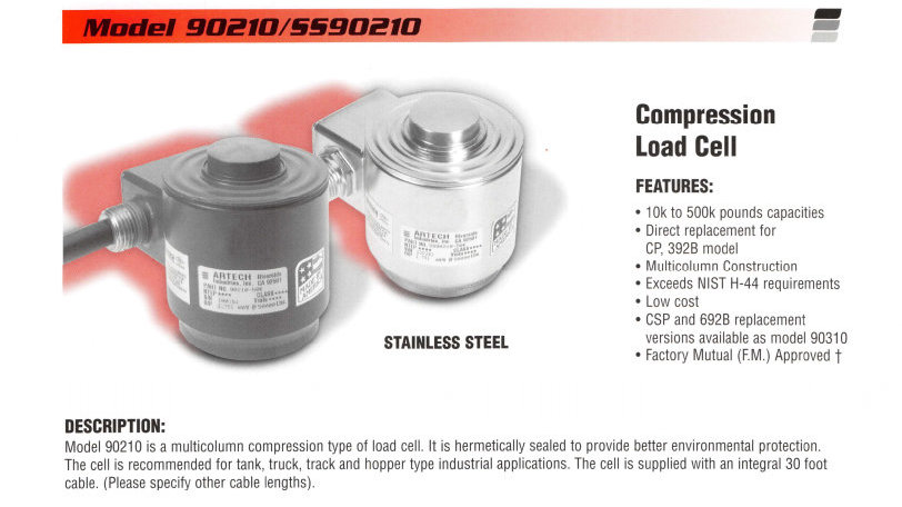 江西翼腾：美国ARTECH称重传感器90210/SS90210  10K/50K/200K/500K