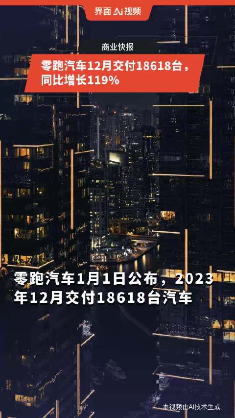 零跑汽车12月交付18618台，同比增长119%