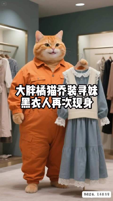 大胖橘乔装打扮孤儿院寻妹，黑衣人默默守护再次现身