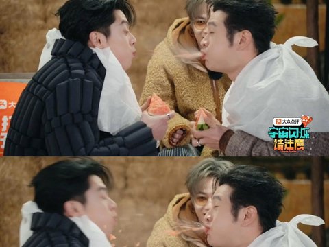 黄晓明吃西瓜喷溅王鹤棣