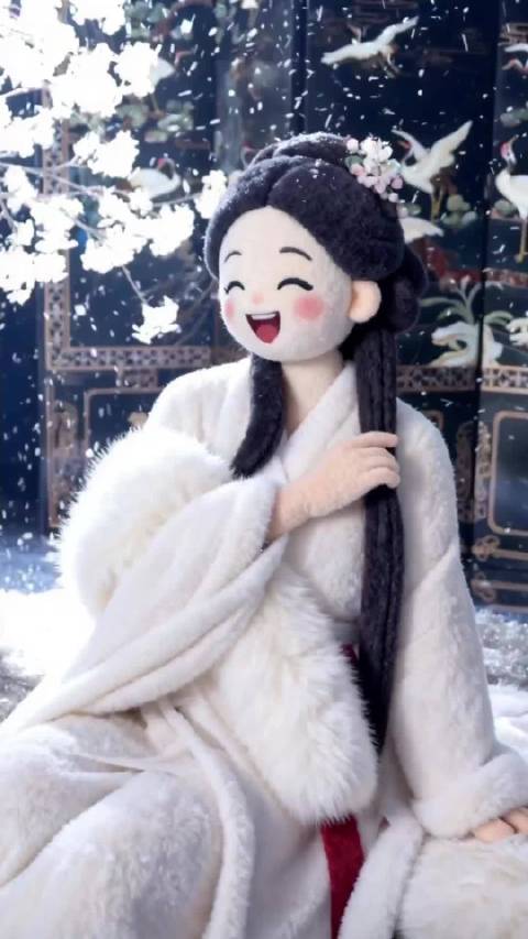 冬天里穿汉服也能毛茸茸的