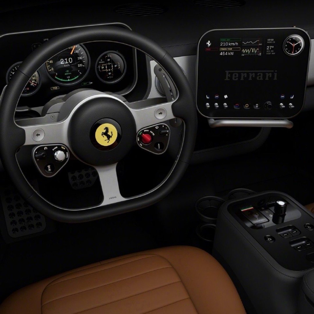法拉利纯电内饰质感高级细节精致