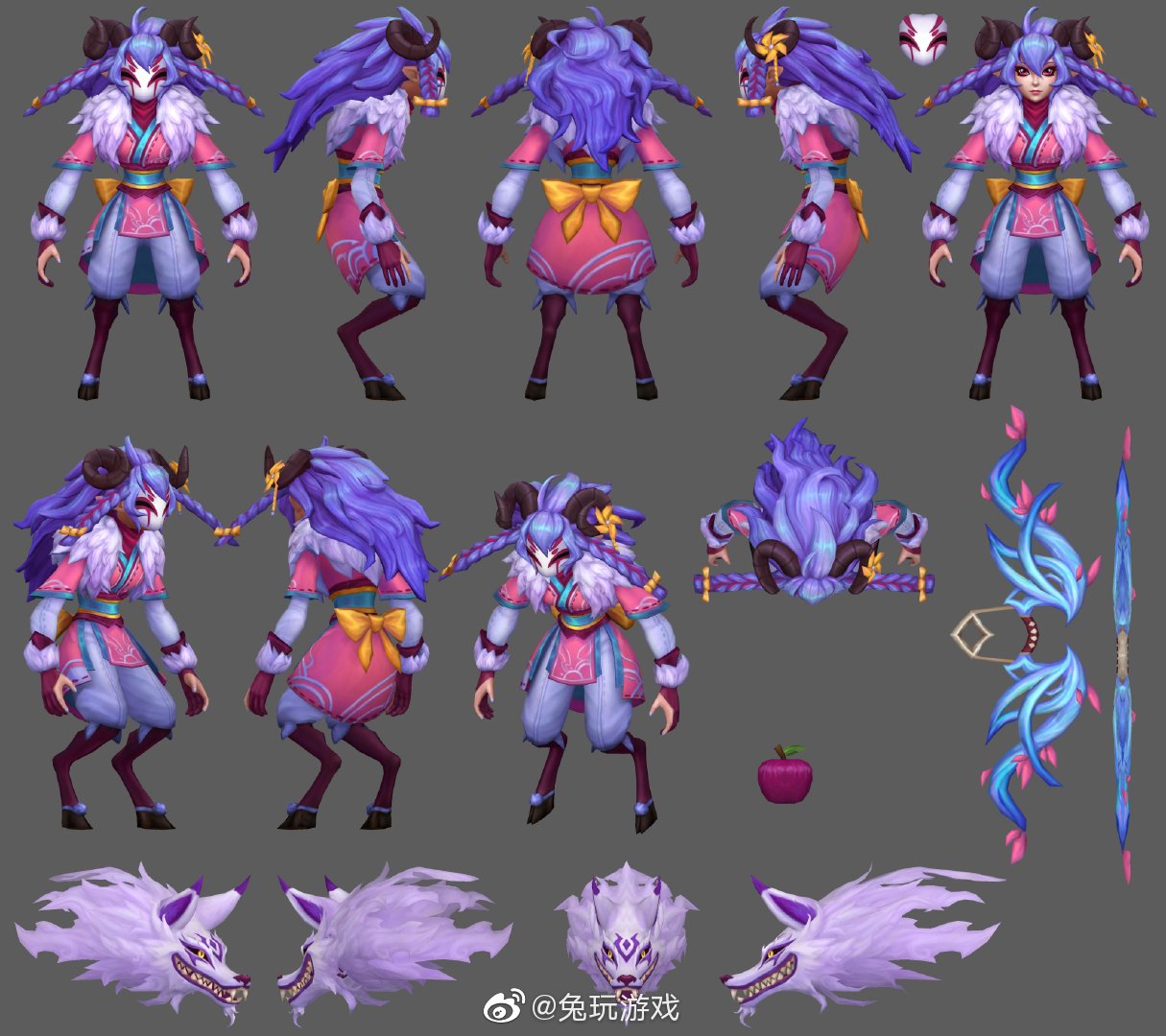 灵魂莲华蛇女,千珏,锐雯,阿狸3d建模cr.zhonya_uwu