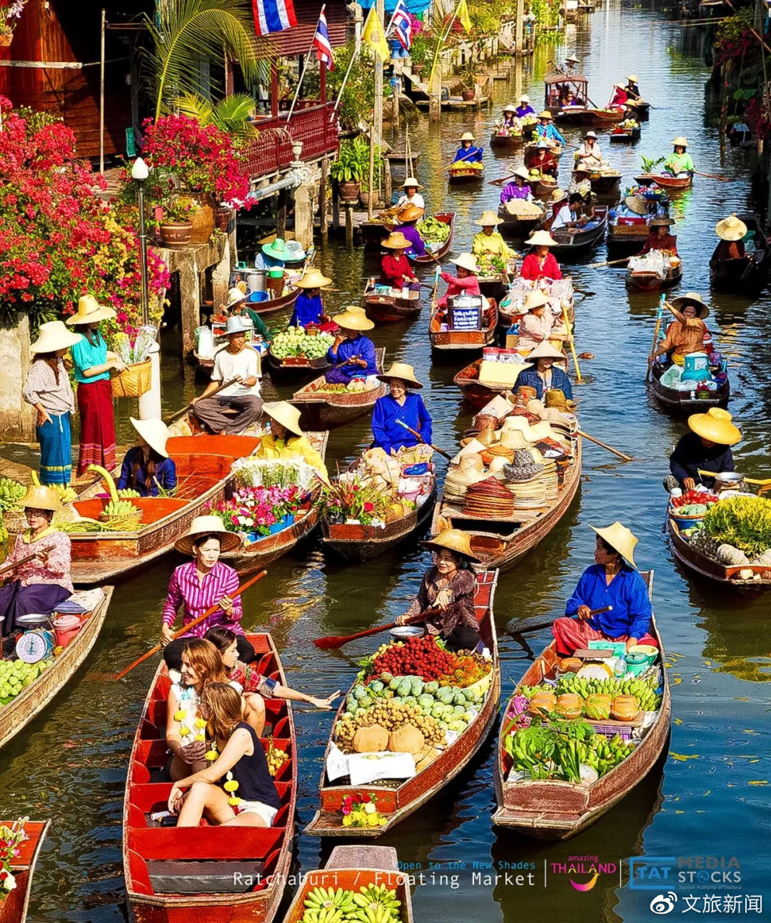泰国水上人家,芭堤雅水上市场,安帕瓦水上市场_大山谷图库