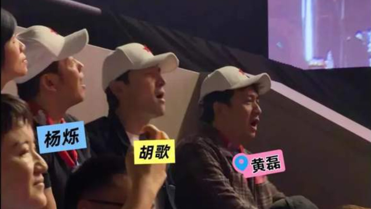 黄磊、杨烁现身崔健演唱会，胡歌表情可爱，网友：剧组福利真不错