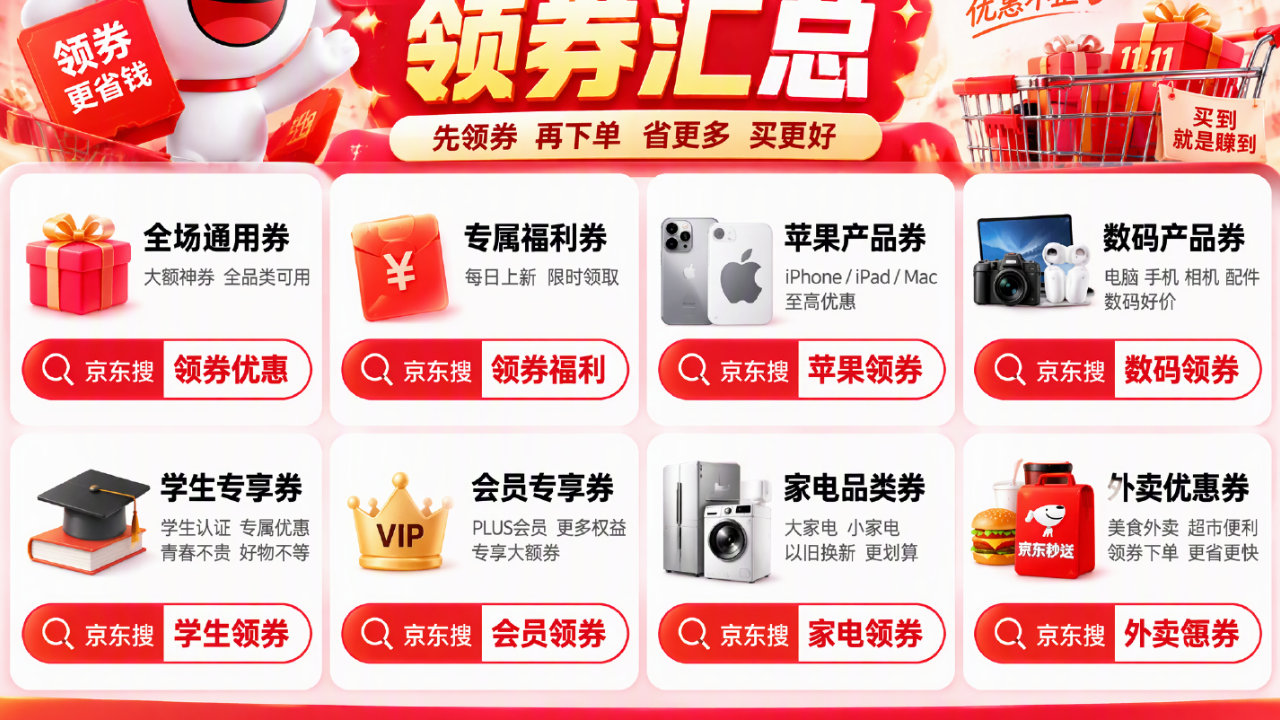 2026京东双十一领券大全来了：领券优惠，领券福利，苹果领券