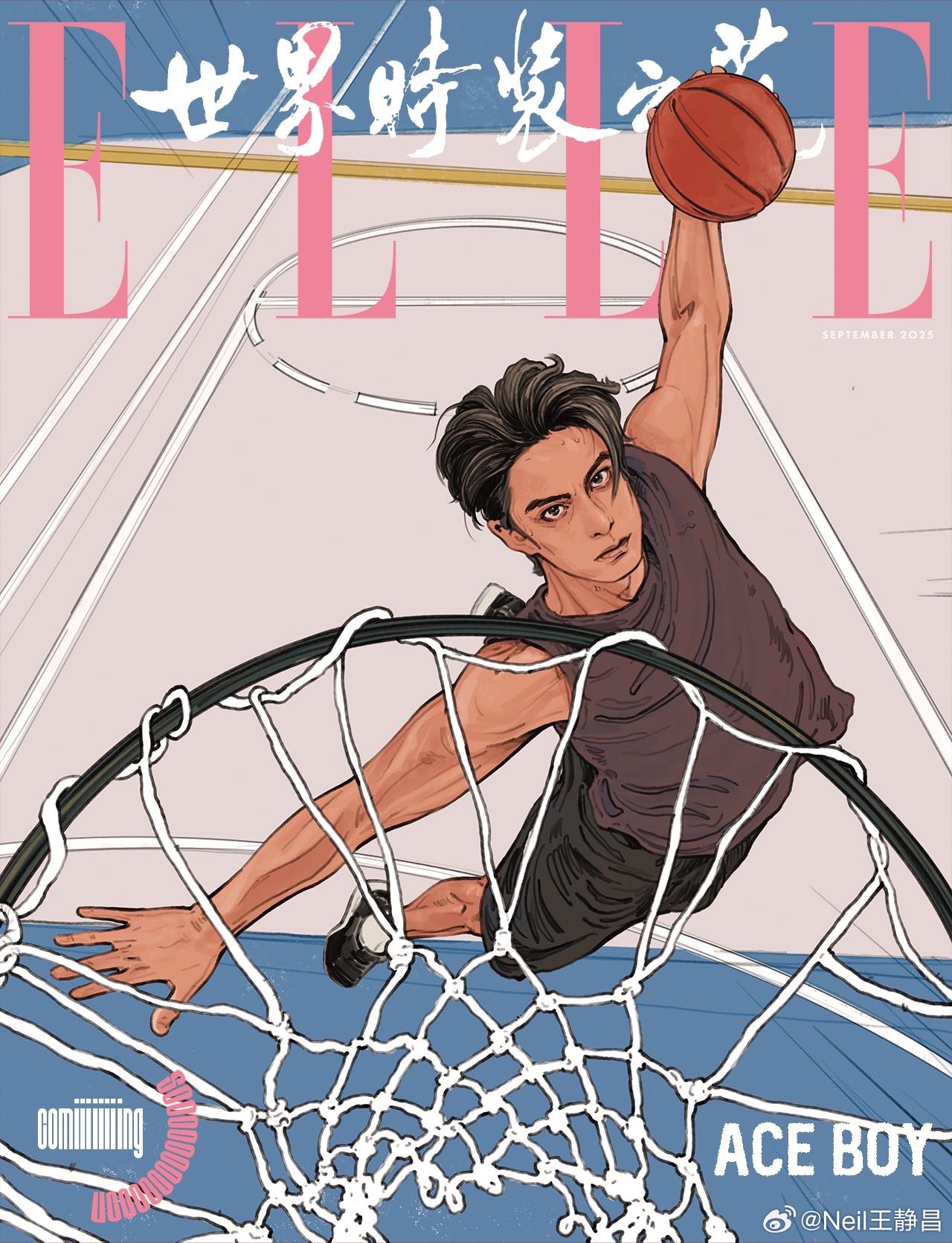 王鹤棣登《ELLE》金九封面，像素风插画演绎10种身份