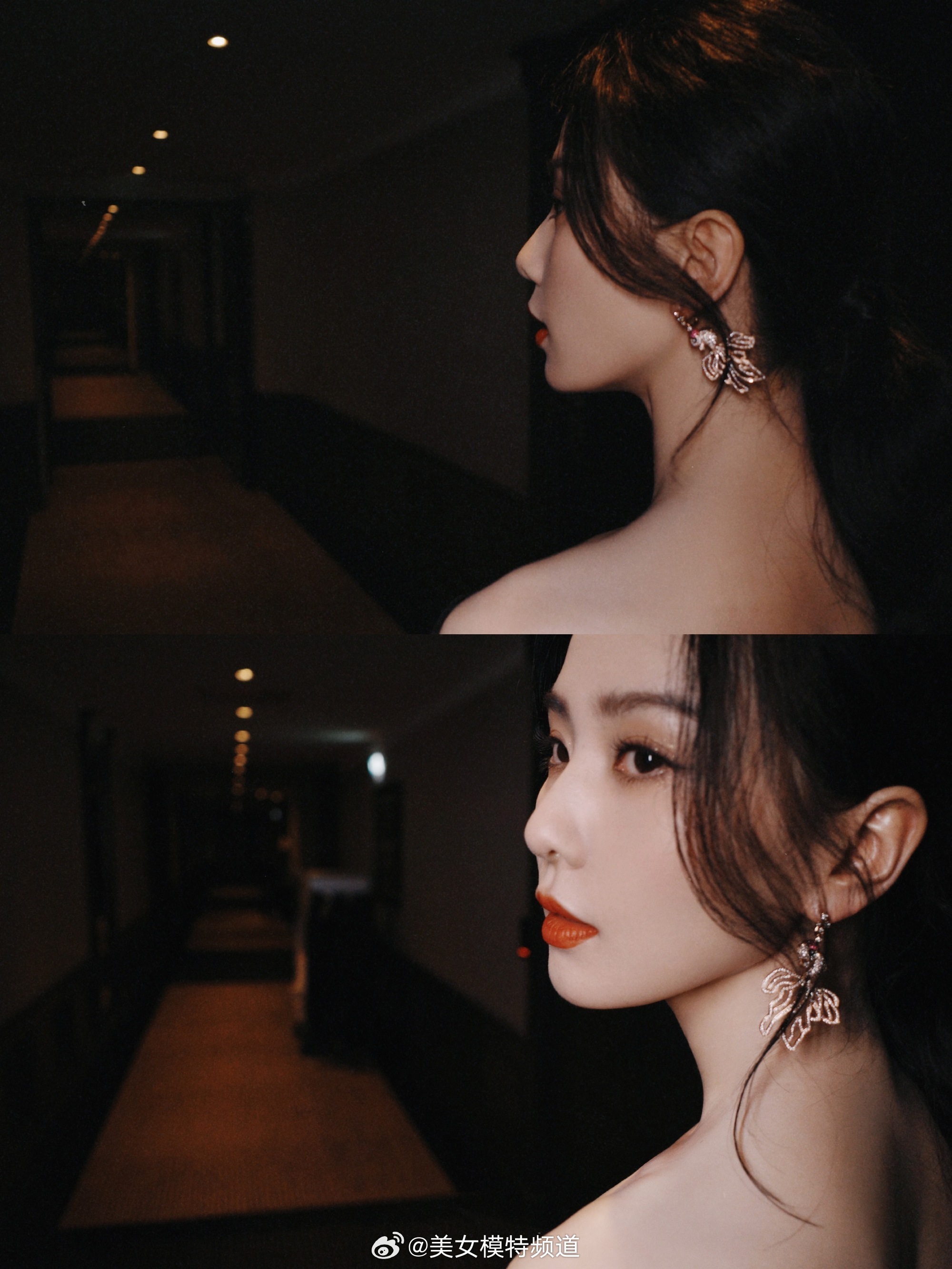 刘诗诗红唇黑裙优雅迷人造型写真