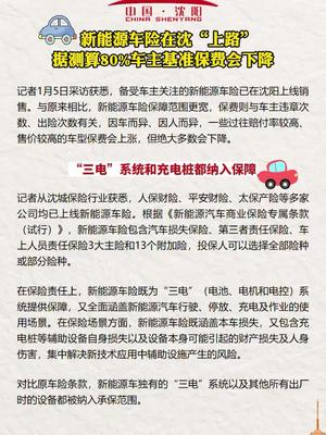 新能源车险在沈“上路” 据测算百分之80车主基准保费会下降 新能源 车险知识 冰雪辽宁喜迎冬奥