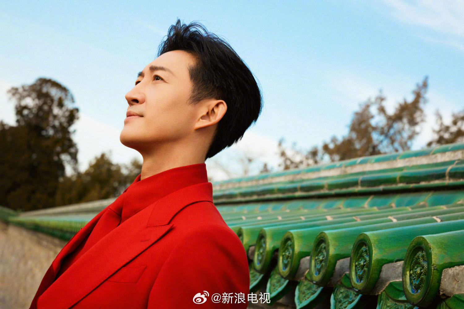 王阳天坛贺岁图曝光，红西装马图案迎本命年