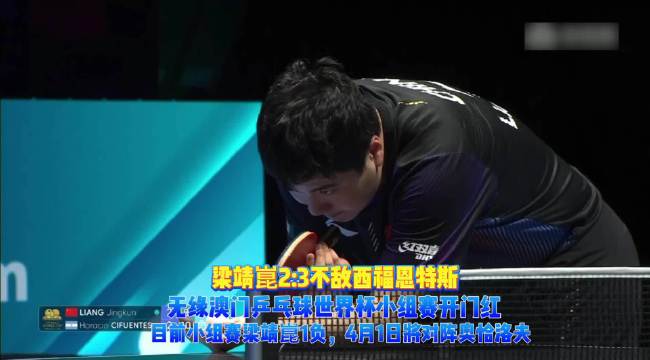 果然视频｜梁靖崑2:3西福恩特斯，无缘澳门乒乓球世界杯开门红