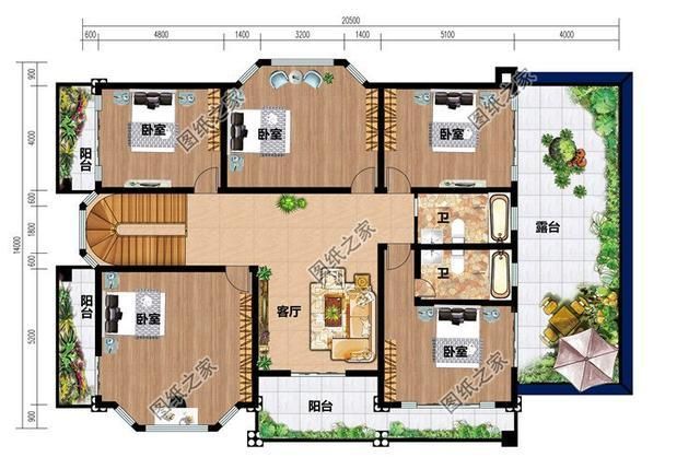 第三款:豪华三层欧式风格别墅设计图以及户型图,挑空客厅大面宽大户型