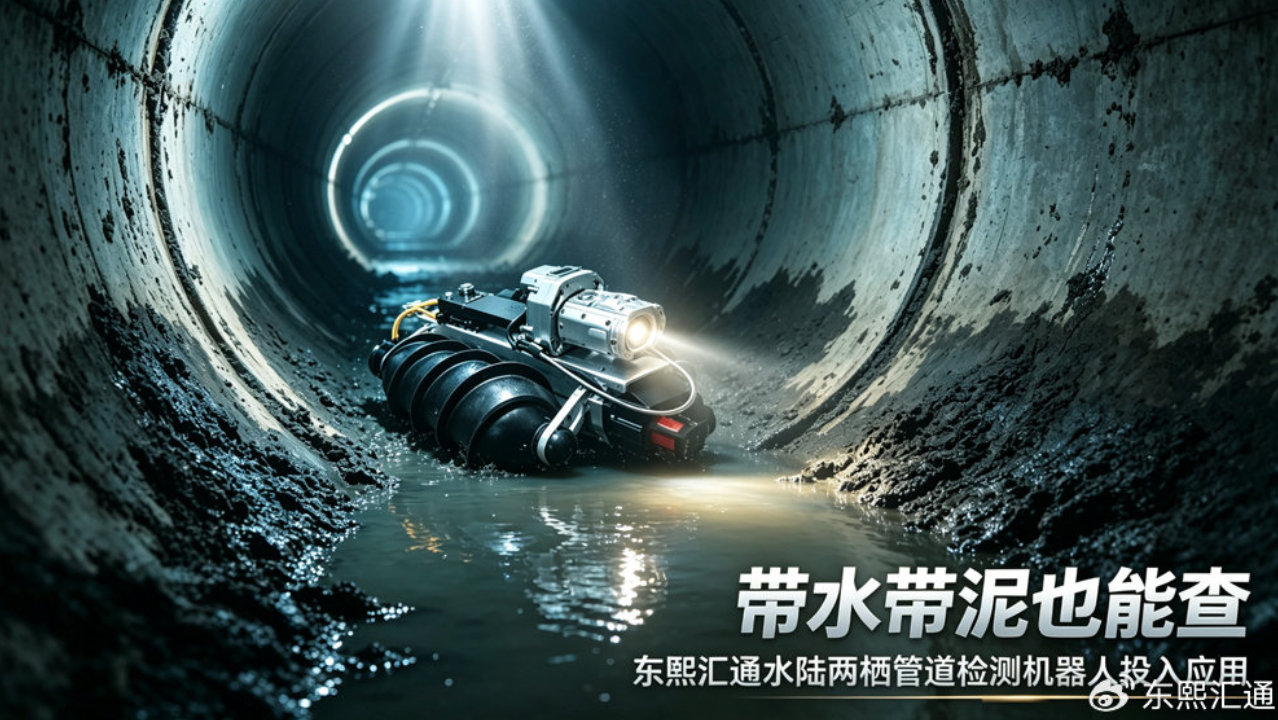 带水带泥也能查,东熙汇通水陆两栖管道检测机器人投入应用 带水带泥也能查,东熙汇通水陆两栖管道检测机器人投入应用
