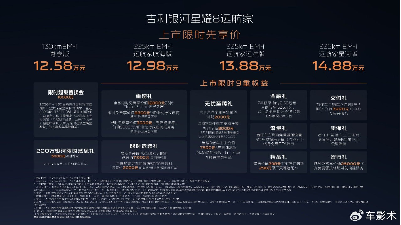 12.58万起！吉利银河星耀8远航家系列正式加新上市！