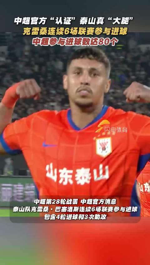 克雷桑连续6场联赛参与进球 中超参与进球数达80个