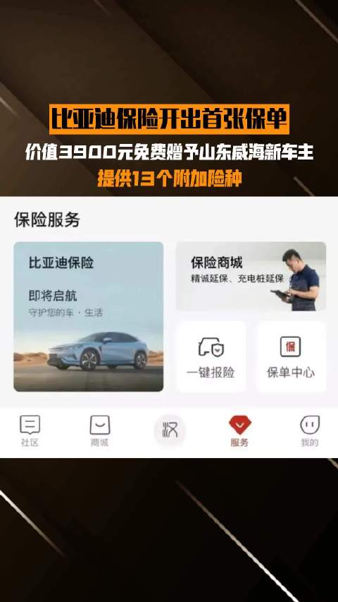 比亚迪保险开出首张保单，提供13个附加险种