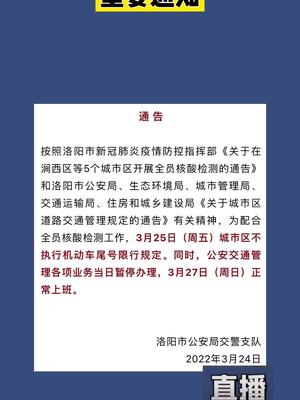 注意！本周五！洛阳城市区不执行机动车尾号限行规定！洛阳 机动车 限行