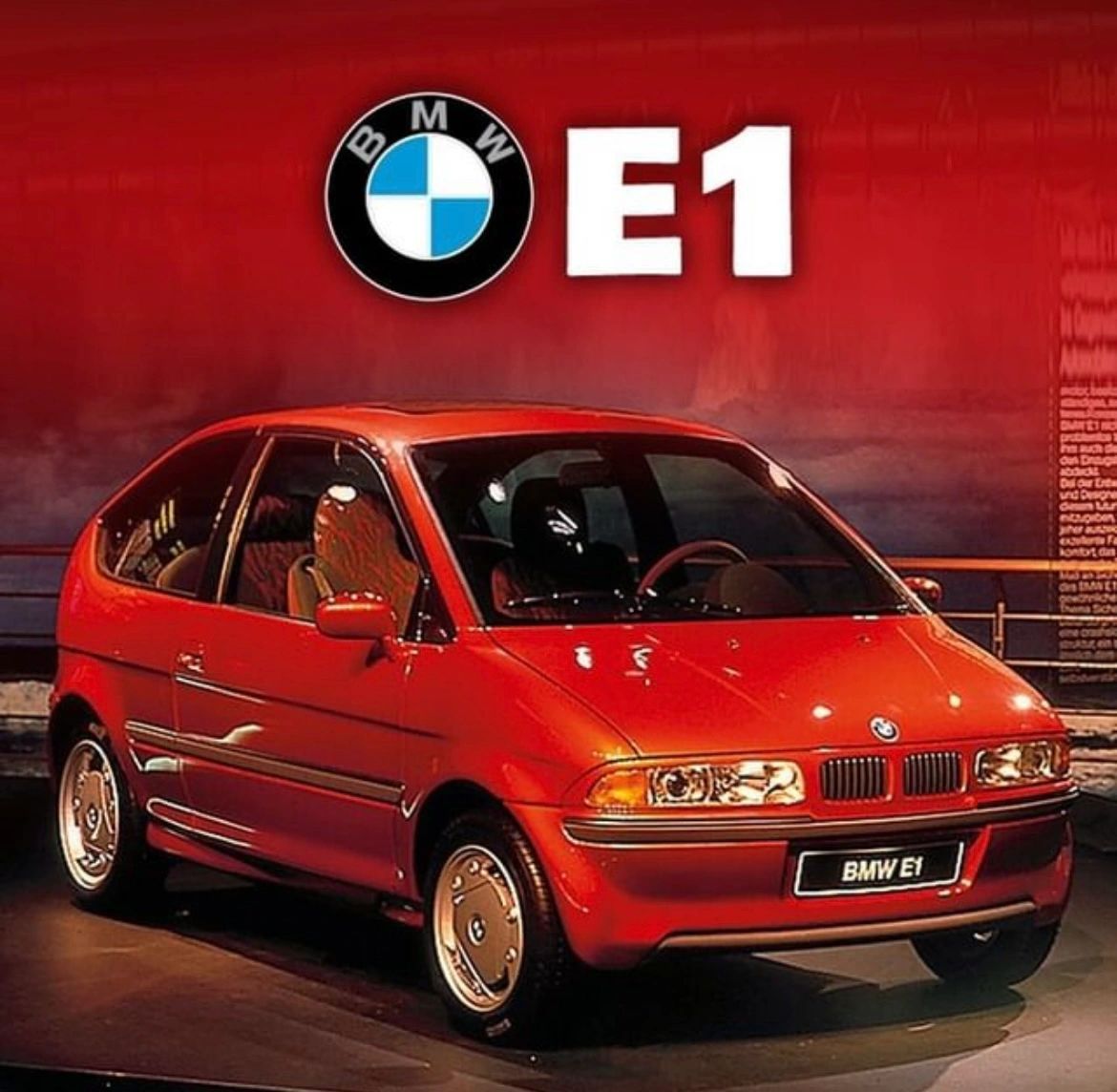 1991年法兰克福车展上，宝马展示了一台E1电动概念车……