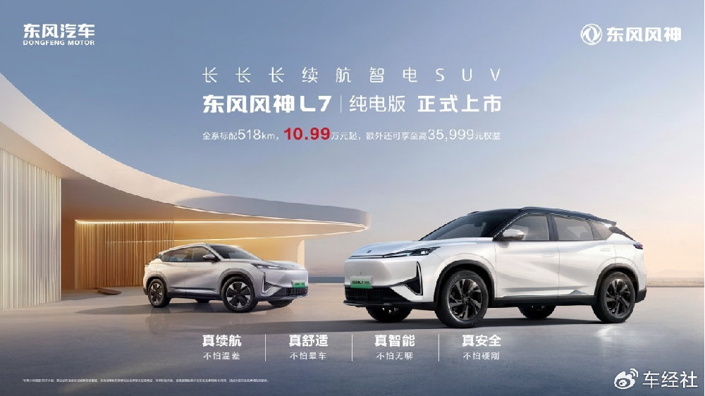 东风风神L7 EV以亲民姿态上市，10.99万元起售价让更多人拥有纯电SUV
