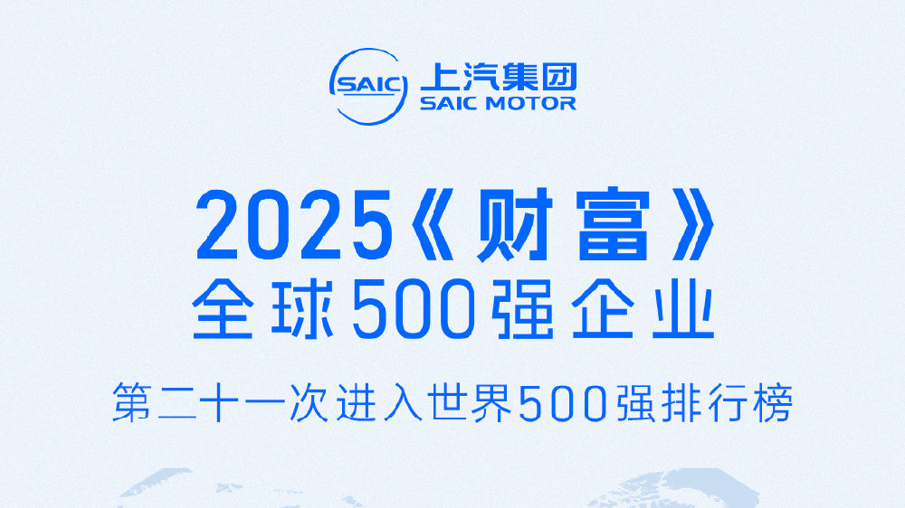 热烈祝贺上汽集团第21次上榜2025《财富》世界500强