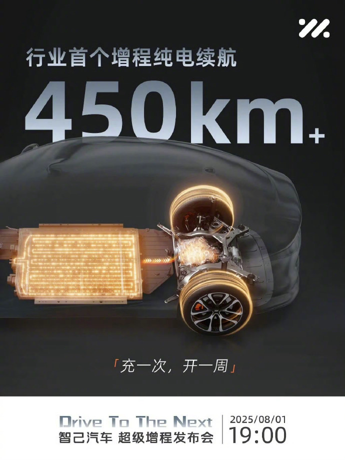 智己增程车纯电续航达450公里，配备66度电与800V快充