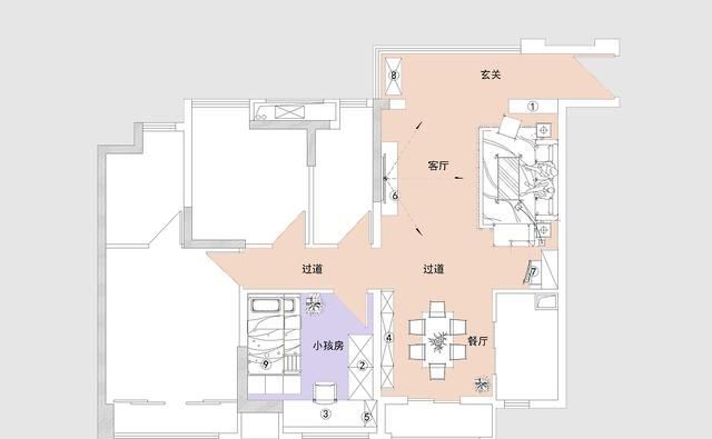 115平米新中式风格，客餐厅装饰造型古香古色，儿童房充满了童趣