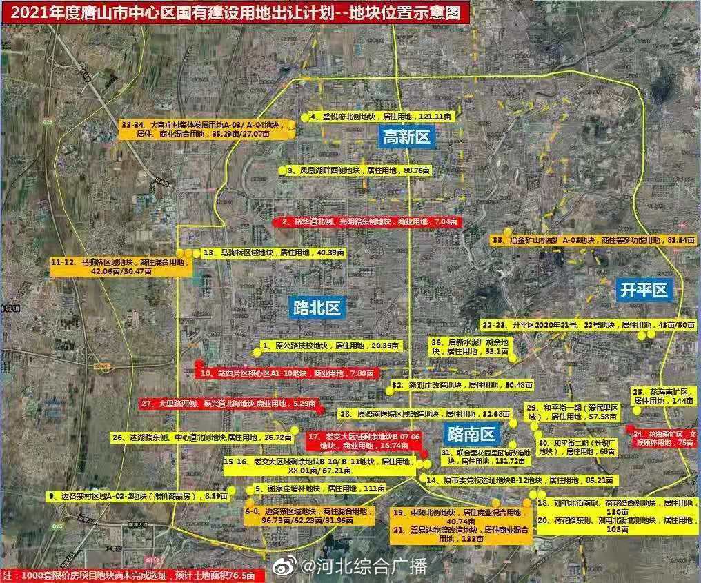 重磅2021年度唐山市中心区国有建设用地出让计划公布