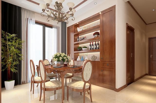 115平米新中式风格,客餐厅装饰造型古香古色,儿童房充满了童趣