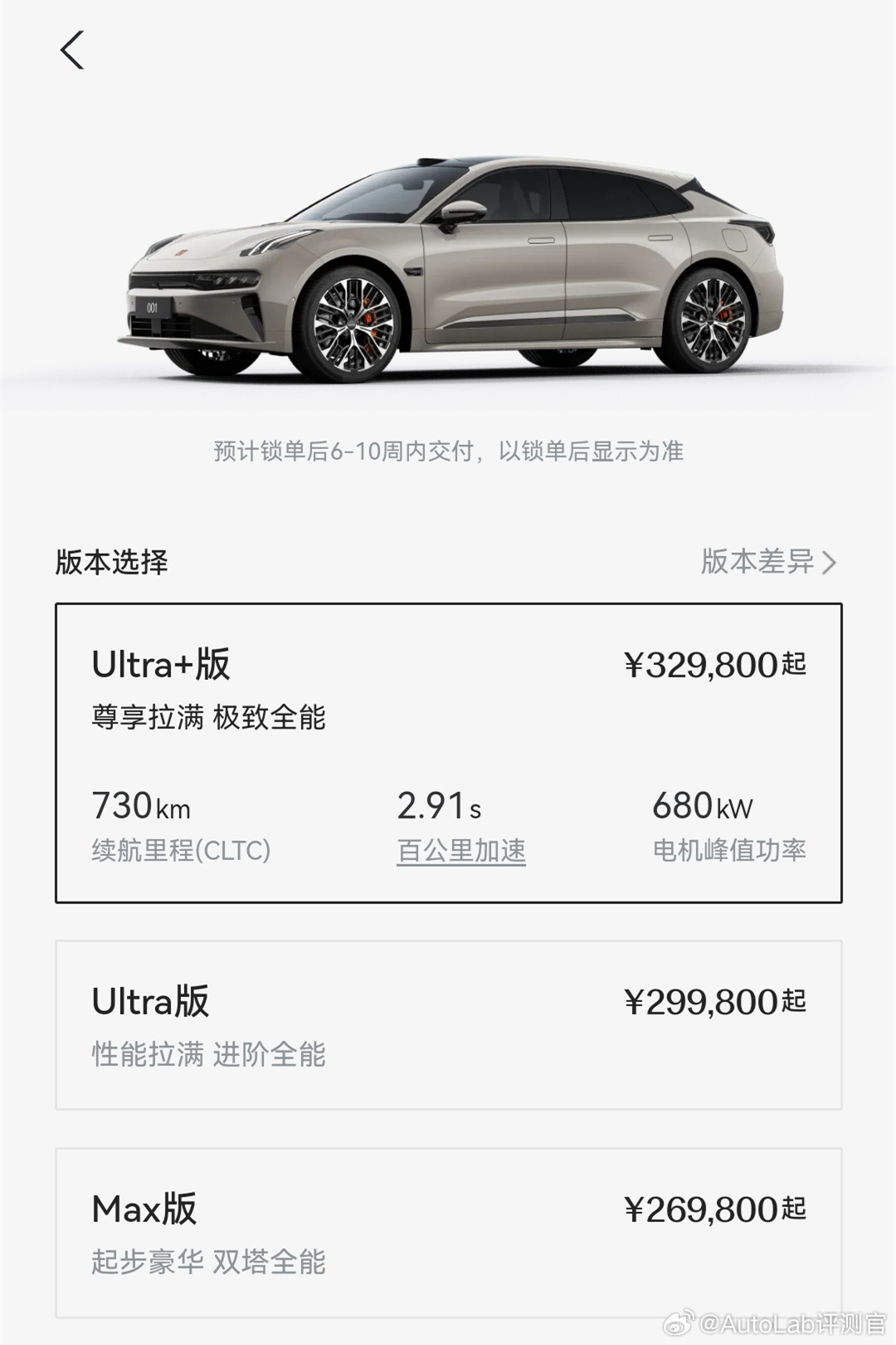 极氪001焕新版最高补贴1万5，顶配交付需6-10周