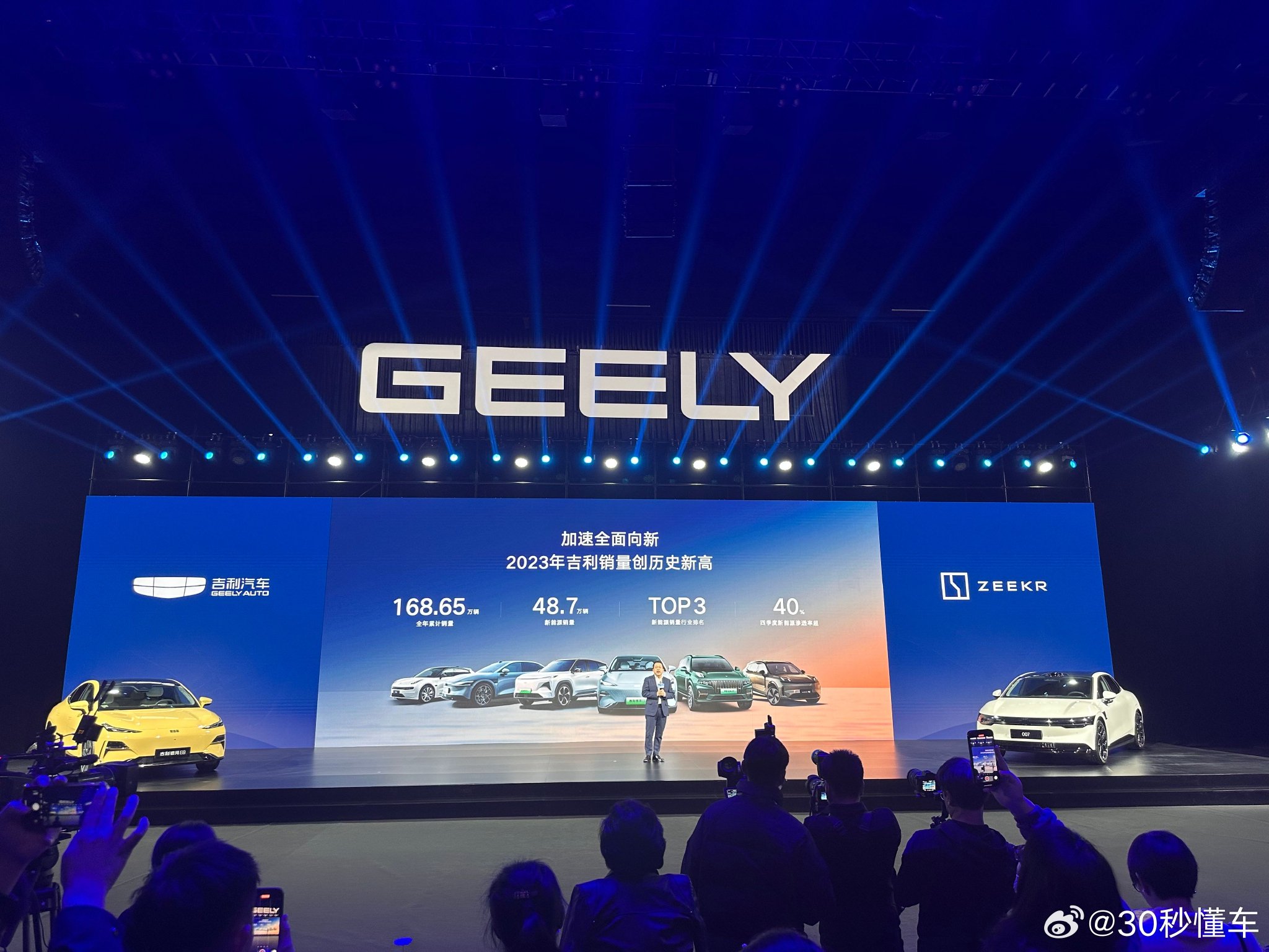 吉家宴，门口全家福见证这吉利的成长，远征的车头是真滴帅！