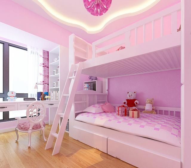 115平米新中式风格,客餐厅装饰造型古香古色,儿童房充满了童趣