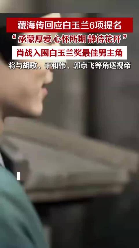 《藏海传》回应白玉兰6项提名，肖战将与胡歌、于和伟、郭京飞等角逐视帝
