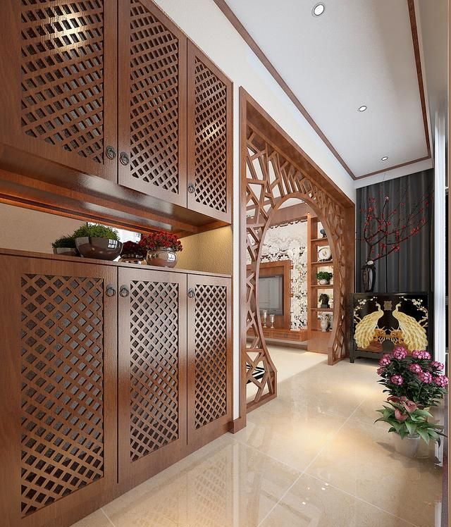 115平米新中式风格,客餐厅装饰造型古香古色,儿童房充满了童趣